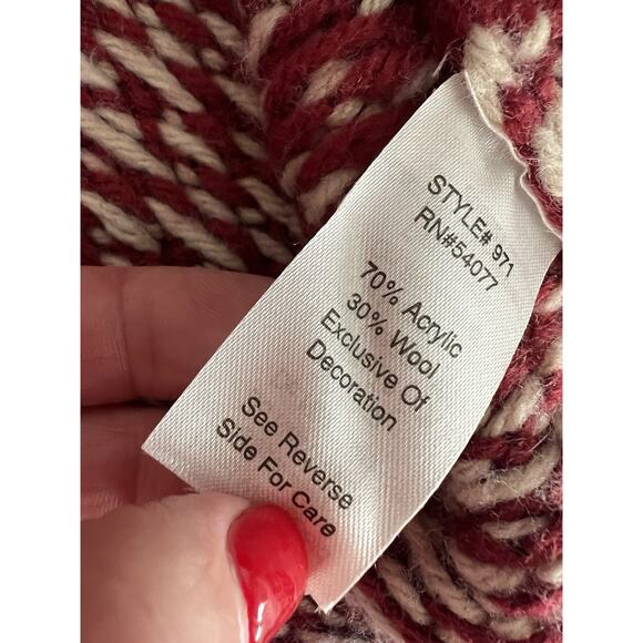 CABI Red Nordic Fair Isle Wool Blend Cropped Cardigan Shrug - Picture 12 of 16